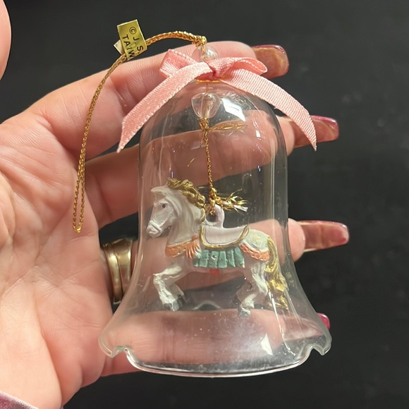 Glass Christmas horse bell ornament set of 3 - Picture 2 of 5